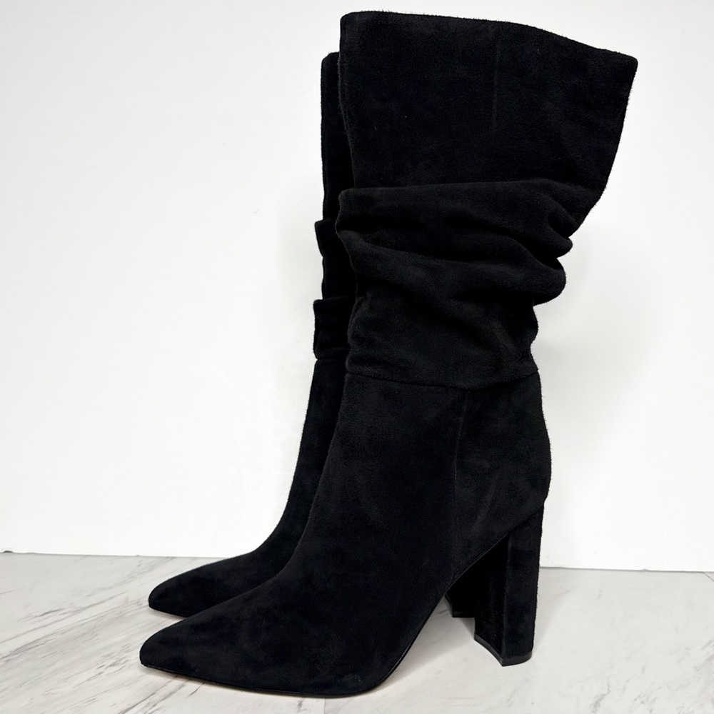 Marc Fisher Gomer Black Pointy Toe Slouch Heeled Boot 8 1/2 M